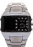 Weide - Montre Homme - Quartz - Acier inoxydable - Rectangle r??tro??clairage cadran noir analogique Sport Watches