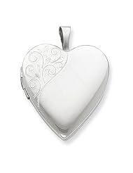 Sterling Silver 20mm Polished Swirl Heart Locket
