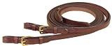 TORY LEATHER Split Reins with Brass Buckle Bit Ends