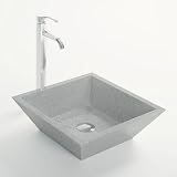 Alexion Tapered Square Resin Vessel Sink - Sandy Gray Matte Finish