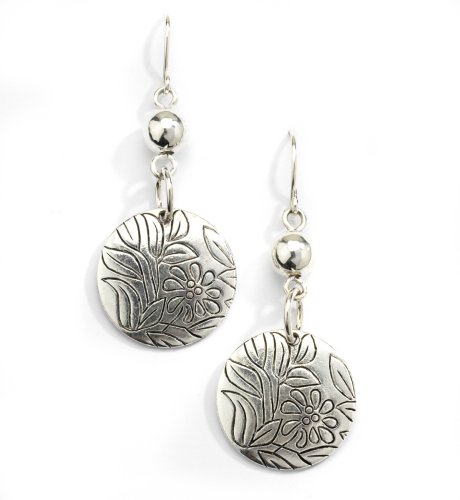 Etched Floral Disc Earrings