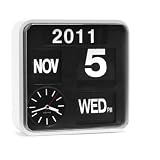 Karlsson Flip Clock Wall Clock Calendar Clock Square - White Retro Kitchen & Housewares