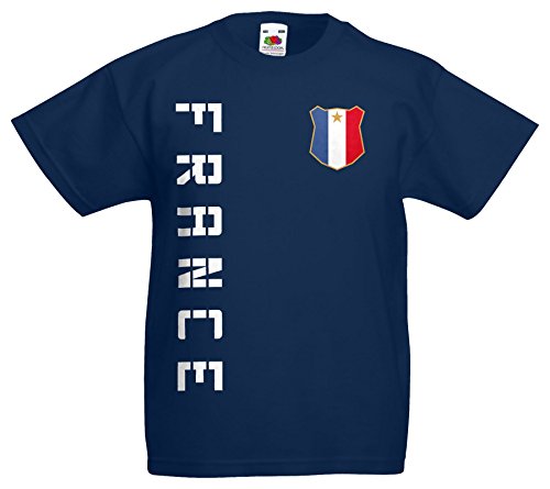 Frankreich France Kinder EM 2016 T-Shirt Trikot Name Nummer (Navyblau, 152)