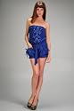 Women's strapless romper with delicate ruffles and smocked drawstring waist