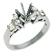 14k White Baguette Diamond Semi-Mount Engagement Ring - Size 7.0