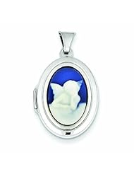 Genuine .925 Sterling Silver Angel Agate Cameo 20mm 2-Frame Oval Locket 1.5 Grams. 100% Satisfaction Guaranteed.