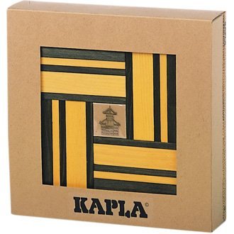 Recommended For Ages 3 Years And Older - Kapla Green/Yellow Dual Color Wooden Building Set with Art Book 