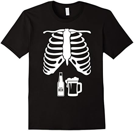 Men's Skeleton Beer Belly Xray - Funny Halloween T-Shirt - Unisex Large Black