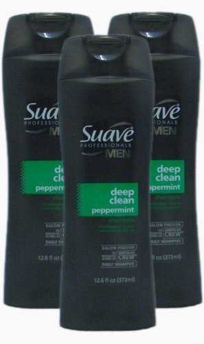 Suave Professionals for Men shampoo, Deep Clean Peppermint, 12.6 Fl Ounce (Pack of 3)
