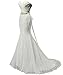 Solovedress Women's Beaded Pleat Lace Wedding Dress Mermaid Bridal Gown with Sash