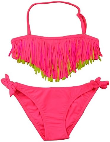 Children Swimwear Tassel Girl Swimwear Beach Baby Kids Bikini Girl Swimming Suits (8, Red)