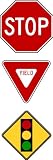Traffic Signs Stop Yield Stop Lights Railroad Peel and Stick Wall Stickers Set of 4