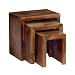 Cube Sheesham Hardwood Nest Of 3 Tables