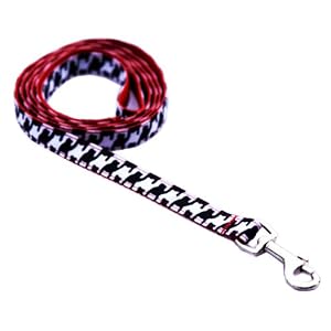 XSmall White/Black Herringbone Dog Leash - Nylon Webbing: 1/2