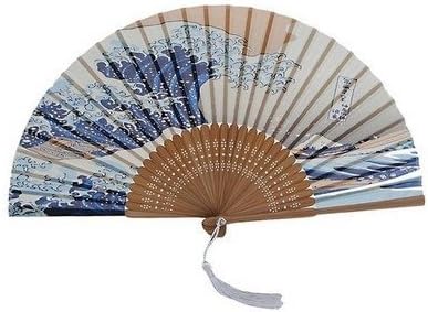 DawningView Japanese Handheld Folding Fan, with Traditional Japanese Ukiyo-e Art Prints (Great Wave Off Kanagawa) by DawningView