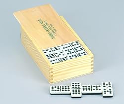 Jumbo D-9 Black/White, Color, Spinner In Wooden Box - Dominoes Double 9