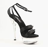 5 1/2 Inch Sexy High Heel Strappy Shoes Stiletto Heel Platform Sandal Black Satin
