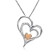 Sterling Silver and 14K Gold Diamond Heart Pendant-Necklace
