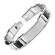 Stainless Steel ID Link with Carbon Fiber Inlay Bracelet 9"