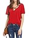 Haola Women's Summer Cross Front Tops Deep V Neck Casual Teen Girls Tees T Shirts XL Red