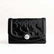 Coach Gallery Embossed Signature Black Patent Leather Compact Clutch Wallet 46327