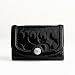 Coach Gallery Embossed Signature Black Patent Leather Compact Clutch Wallet 46327