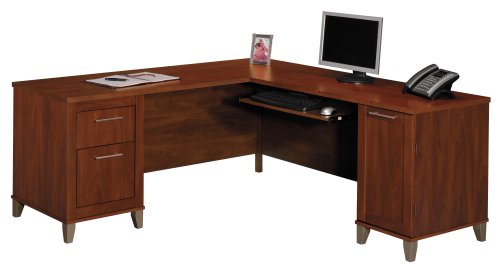 Check For Discount Price For Bush Furniture Somerset 71-Inch L-Desk, Hansen Cherry