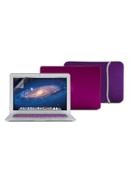 PC Accessory: GMYLE(R) Hard Case Frosted for MacBook Air 11 inch - 4 in 1 Rubberized (Rubber Coated) Hard Case Cover - Soft Sleeve Bag and Silicon Keyboard Protector - Clear LCD Screen Protector (Deep Purple) - GMYLE