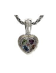 Balissima By Effy Collection Sterling Silver and 18k Yellow Gold 1.00 cttw Multicolor Heart Pendant Necklace