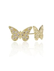 14K Yellow Gold Golden Butterfly Stud Screwback Earring with Screw Back For Girls
