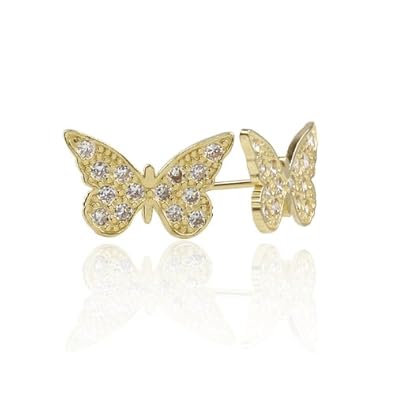 Cheap Girls Jewelry 14K Yellow Gold Golden Butterfly Stud Screwback Earring with Screw Back For Girls For Sale