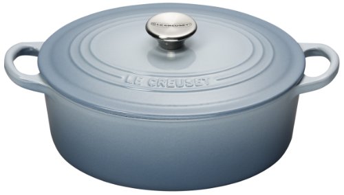 Le Creuset 25 cm Cast Iron Oval Casserole, Coastal Blue