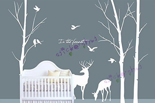 Deer Tree Decal Tree Deer Wall Decal Wall Vinyl Deer Decals for Baby Nursery Deer Tree Decor