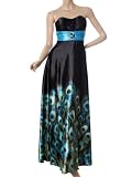 Ever Pretty Animal Printed Strapless Rhinestones Satin Ruffles Prom Dress 09622