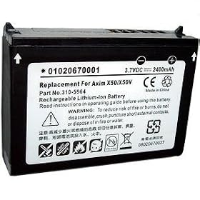 2400mAh Internal Li-Ion 310-5964 BATTERY for DELL AXIM X50 X50v X51 X51v + Back Cover by HQRP