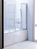 LineaAqua Barcelona 60 x 55 Double Sliding Bath Tub Screen Made of Safety Tempered Glass with Chrome Finish