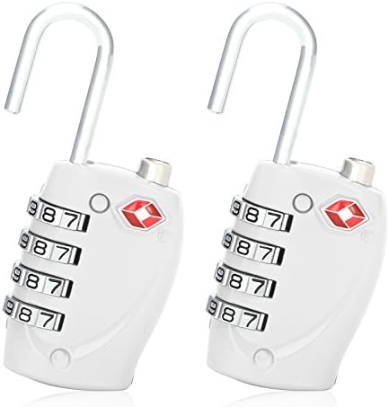 SinoWare Combination Padlocks Password Lock TSA Approved Locks For Luggage 2 Pack White Color