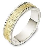 6mm Greek Key 14 Karat Yellow Gold & Titanium Comfort Fit Wedding Band