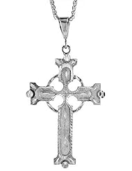 Sterling Silver Celtic Cross Pendant, 3 1/2 inch (89 mm) tall