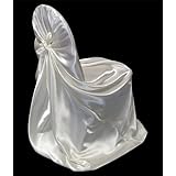 New Pack of Ivory Satin Wedding Banquet Chair Covers Self Tie Bow Design