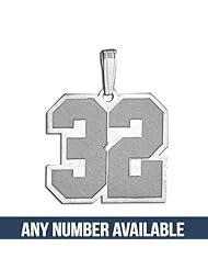 Sterling Silver- 3/4 Inch x 3/4 Inch- Sports Number Charm or Pendant with 2 Digits