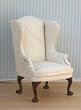 Upholstered Miniature Wing Chair in White Cotton Twill
