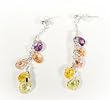 Multi Color Drop Briolette Dangling Cluster Earrings