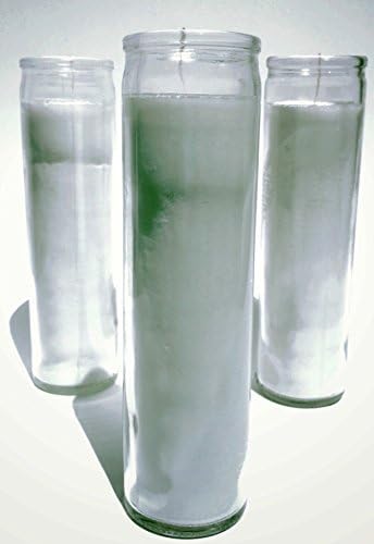 5 to 7 Day White Sanctuary Candle 3 Pack, Clear Glass, Paraffin Wax Novena Vigil by island candle company