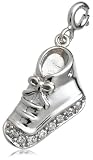 Sterling Silver Diamond Baby Shoe Charm (1/7 cttw)