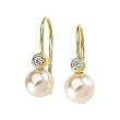 14K Yellow Gold Akoya Cultured Pearl and Diamond Earrings
