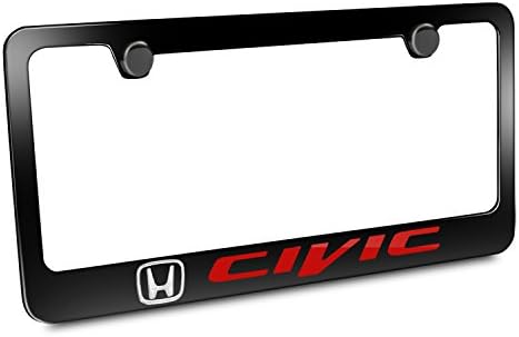 Honda Red Civic Black Metal Auto License Plate Frame