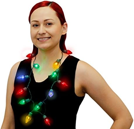 Christmas Holiday LED Light Bulb Retro - Light Up Necklace