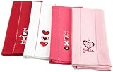 DII Valentine Be Mine Embroidered Dishtowels, Set of 4