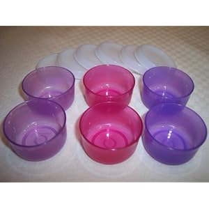 Tupperware SMIDGETS Lot of 6 Bowl SET NEW Pink Purple by